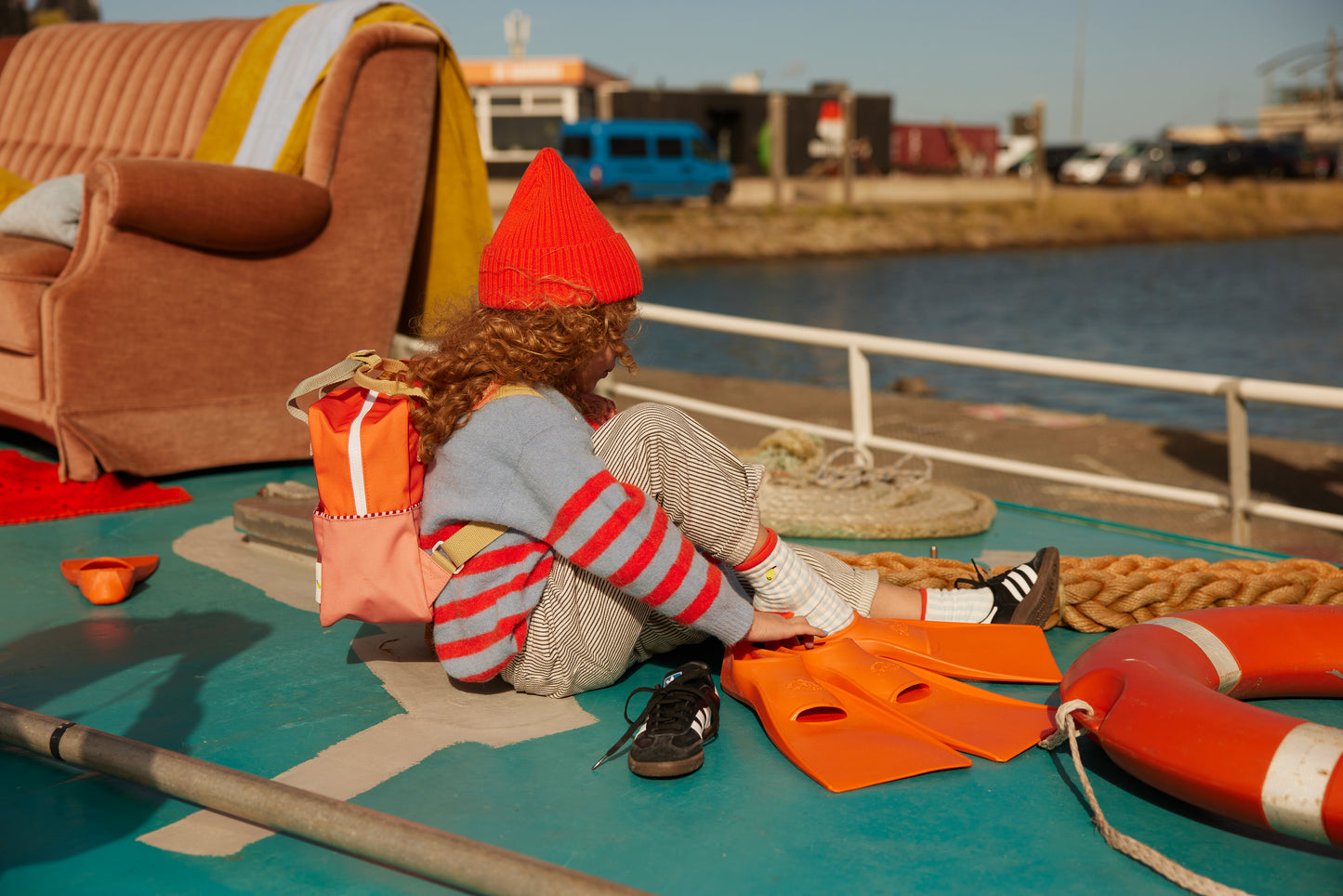 Rugtas klein Colourblocking - Lifebuoy orange & Coral pink