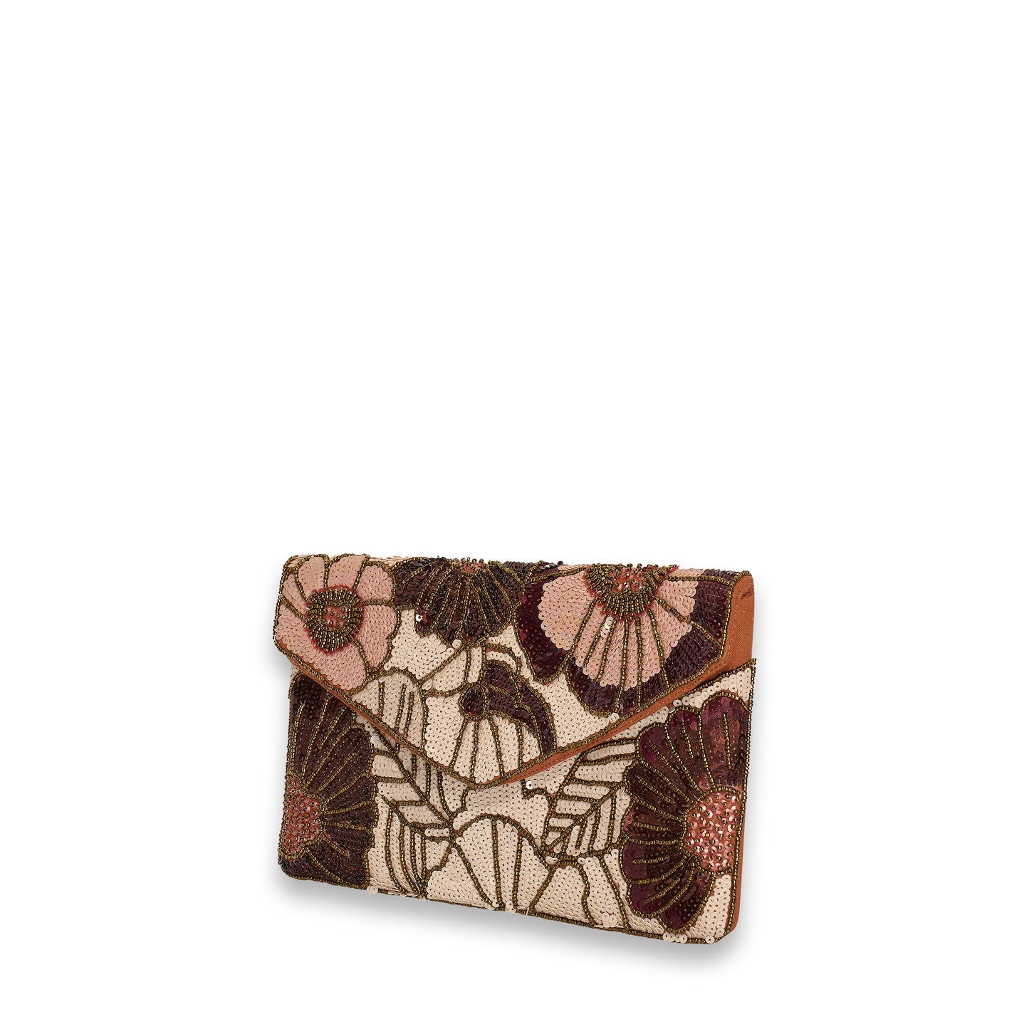 Flower Clutch - Dark brown / Pink