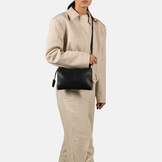 Schoudertas Soft Skylar Double Pocket Zip - Zwart