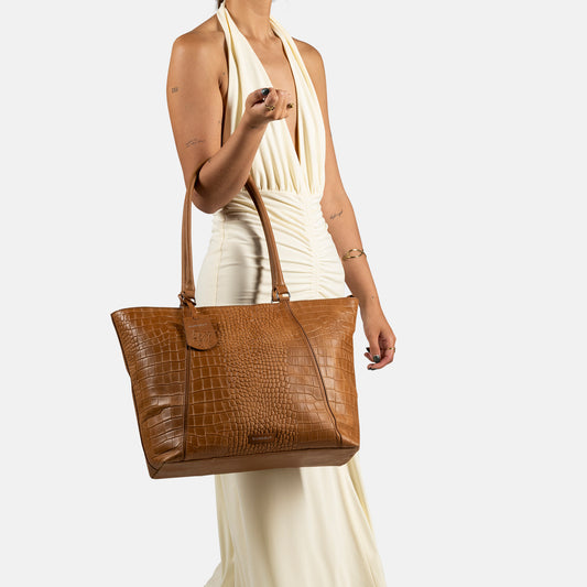 Werktas Cool Colbie Wide Tote 15.6'' - Cognac