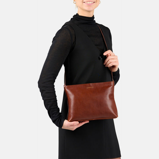 Crossbody Fine Florence Zip - Kastanjebruin