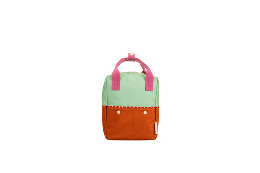 Rugtas klein Colourblocking - Towel green & Gravel orange