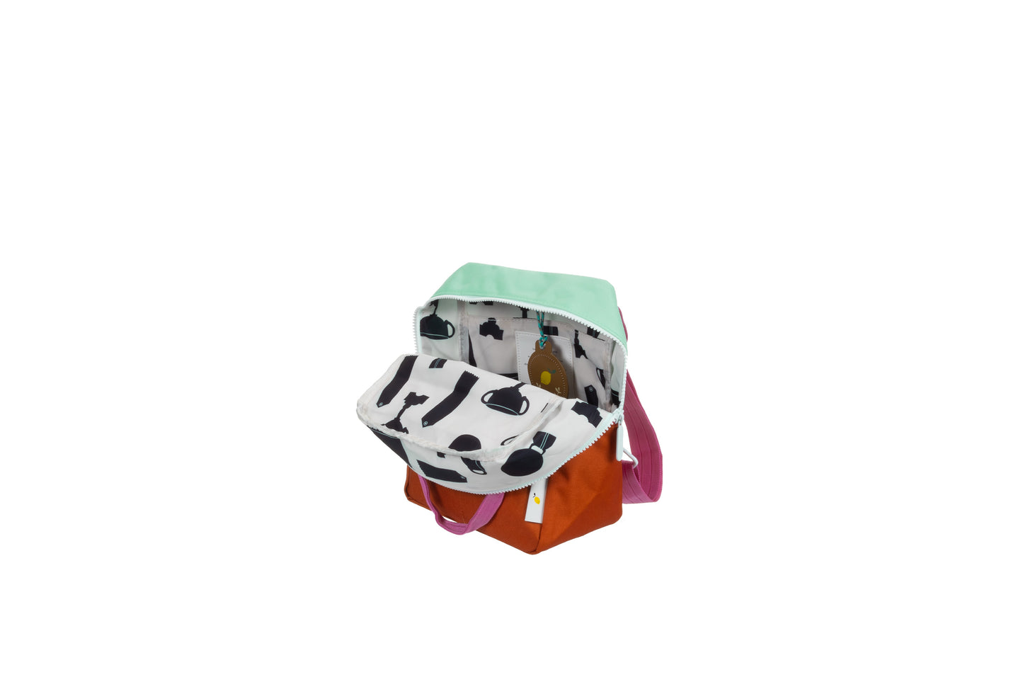 Rugtas klein Colourblocking - Towel green & Gravel orange