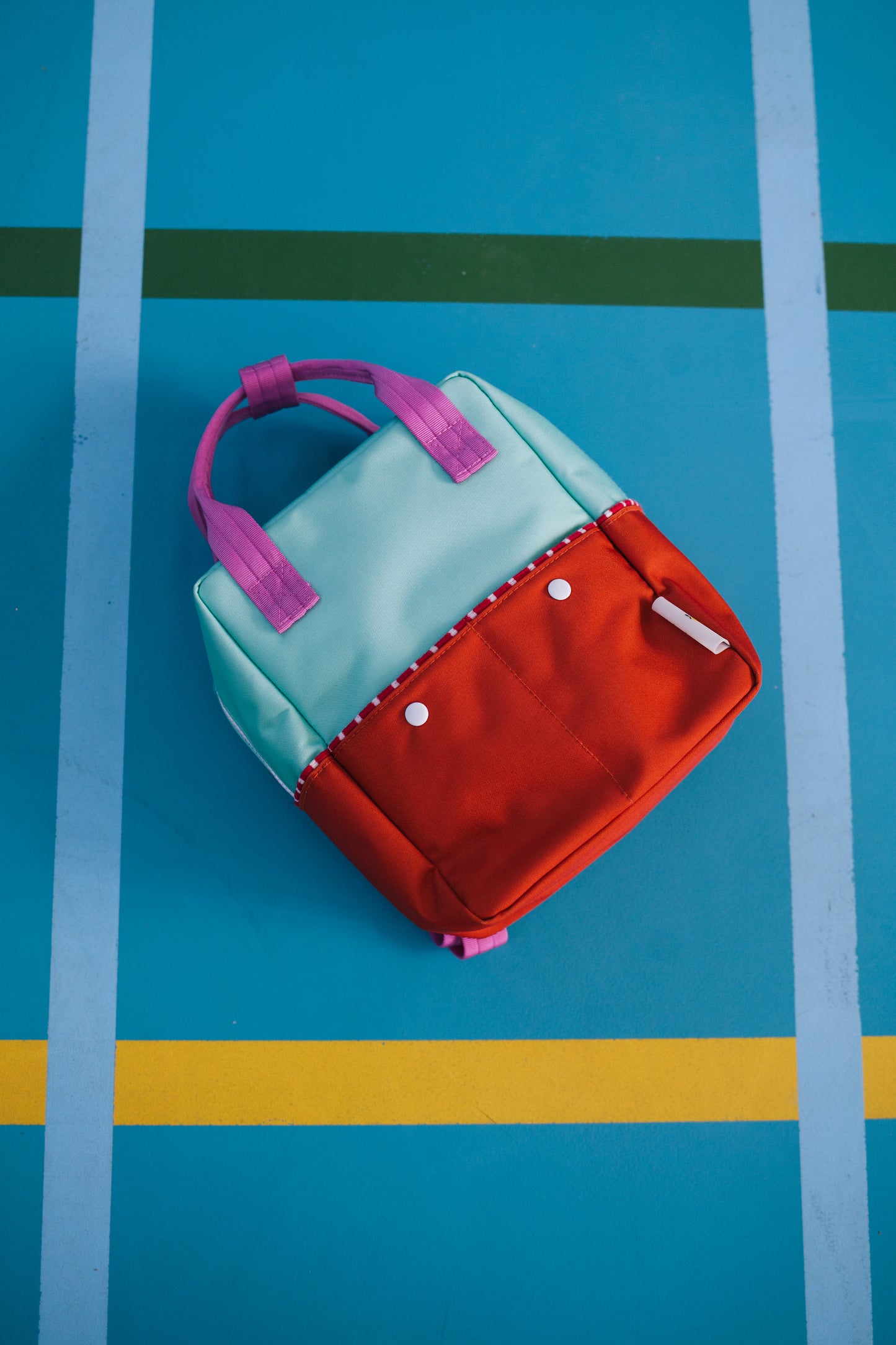 Rugtas klein Colourblocking - Towel green & Gravel orange