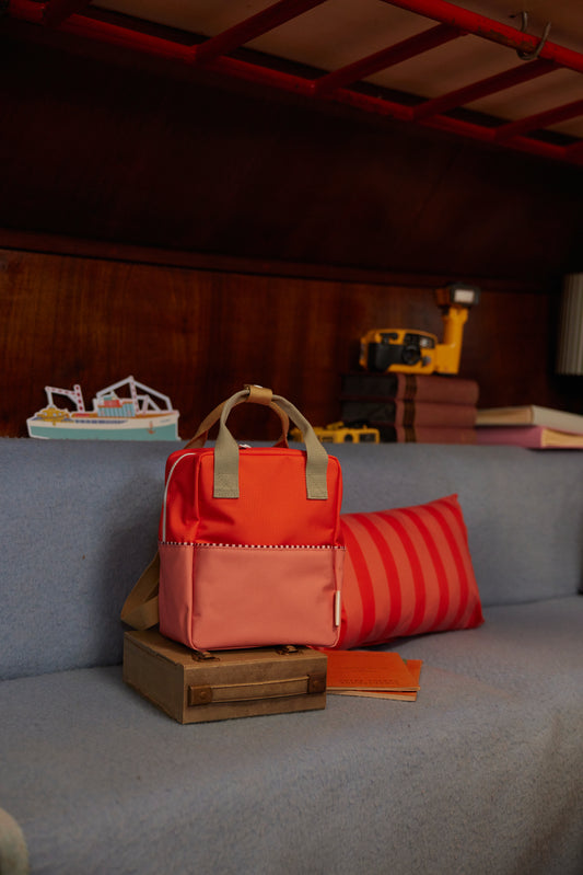 Rugtas klein Colourblocking - Lifebuoy orange & Coral pink