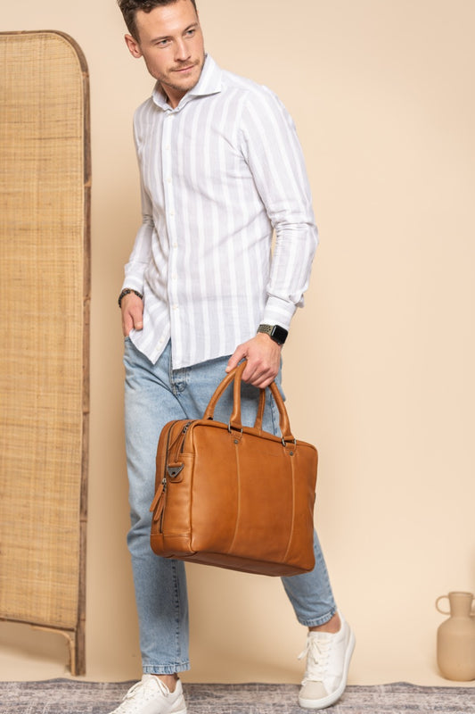Laptoptas Boston - Cognac